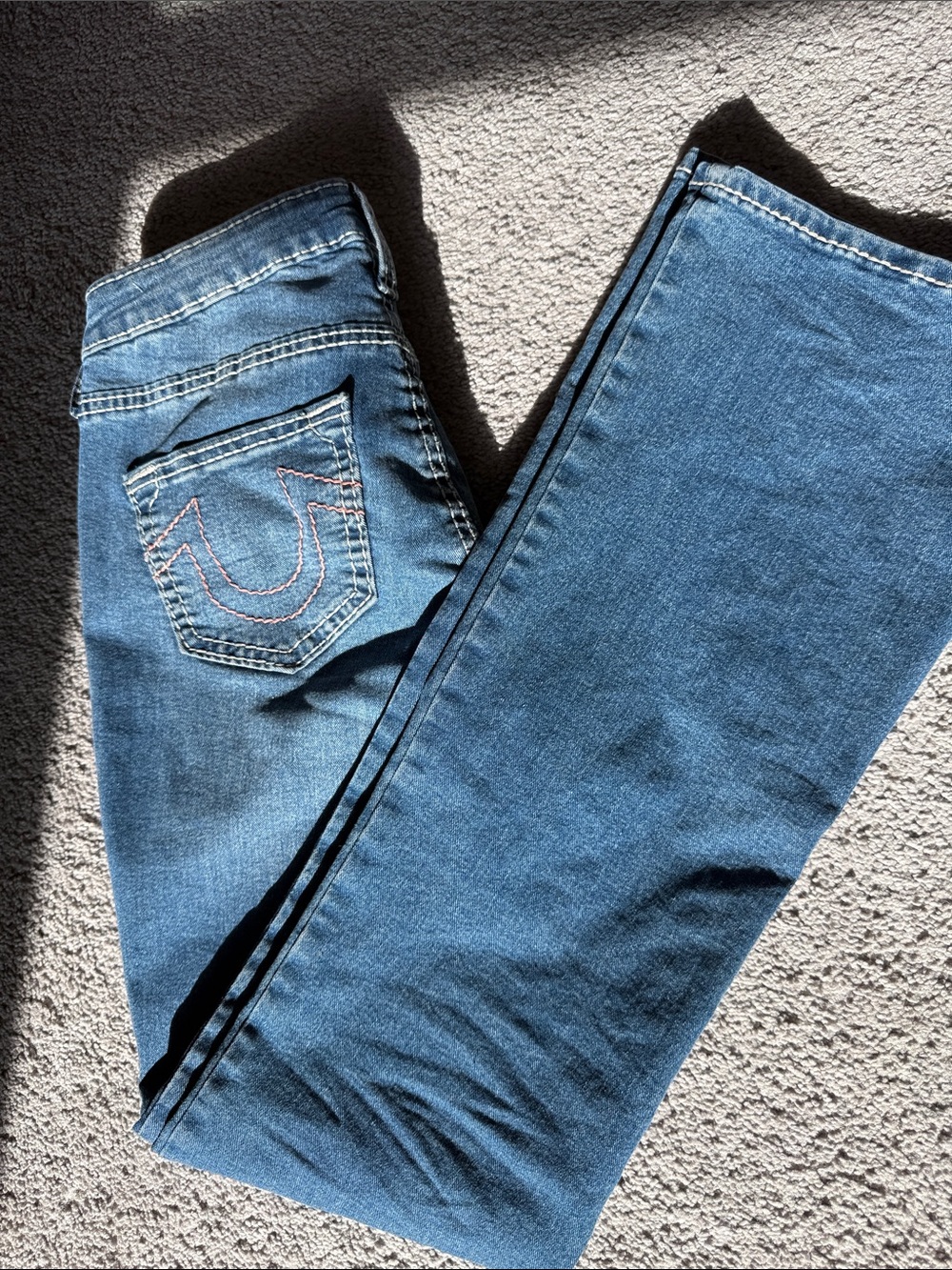 True Religion Becca bootcut blue Women's Jeans with Signature Pocket Stitching